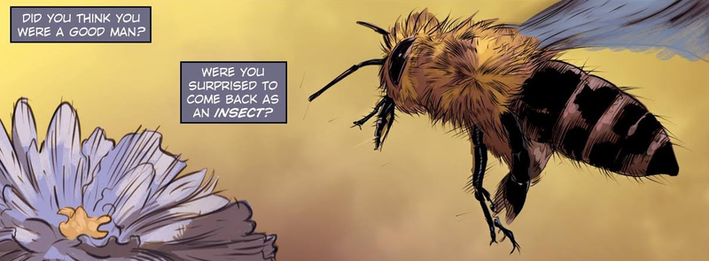 A bee considering a flower.